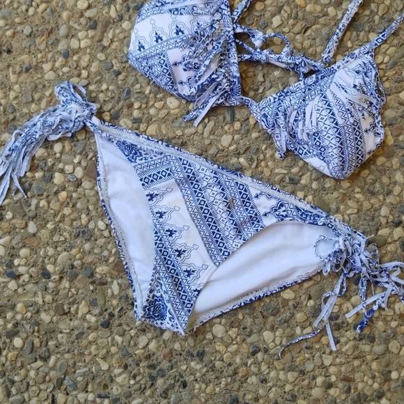 Ninety Six Degrees Blue and White Fringe Bikini - Picture 6 of 8